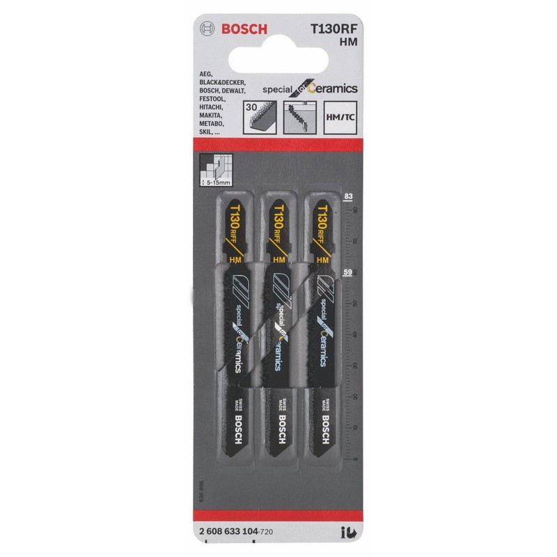Bosch 2608633104 Jigsaw Blade"T 130 Riff" (3 Piece)