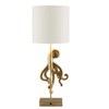 Octopus Table Lamp, Gold Finish, 26 Inches Tall, White Shade