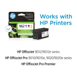 HP HP 962 Cyan, Magenta, Yellow Ink Cartridges (3-pack) | Works with OfficeJet 9010 Series,OfficeJet Pro 9010, 9020 Series | Eligible for Instant Ink | 3YP00AN
