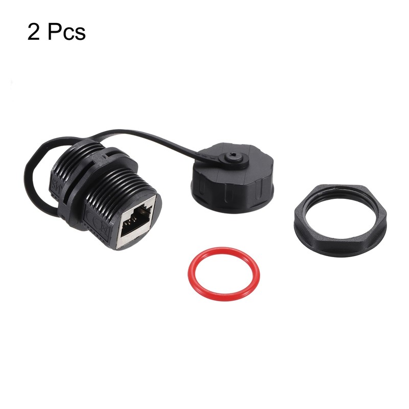 sourcing map RJ45 Panel Mount Coupler, IP68 Shielded Industrial Panel