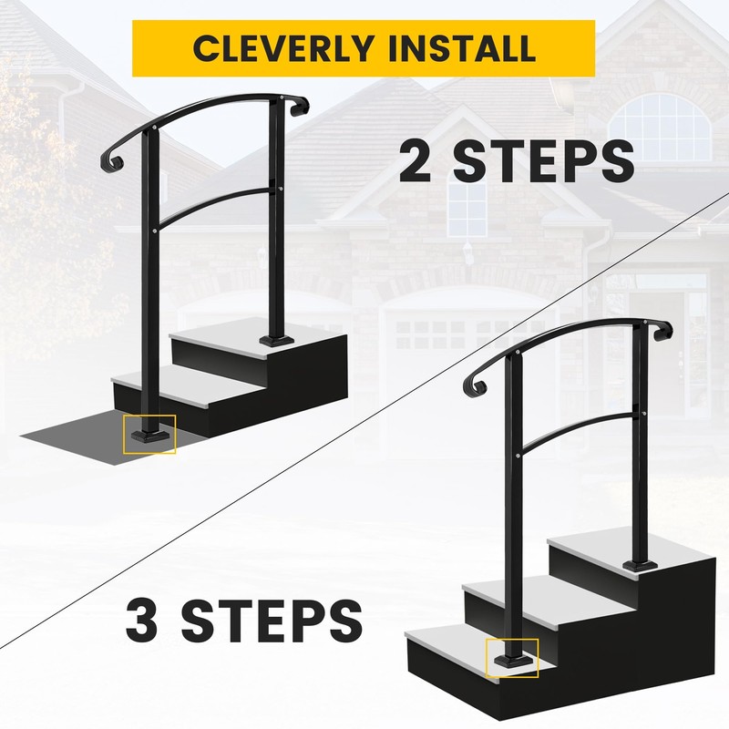KUAFU Step Hand Rail Compatible with 2-3 Steps Handrails for