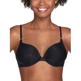 Vanity Fair Ego Boost - Brasier Push up para Mujer (Talla A +1 Taza), Aros - Jacquard Negro, 36B