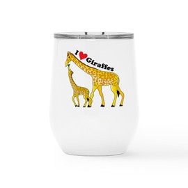 CafePress Giraffe And Baby Cp Insulated Wine Tumbler 12 oz