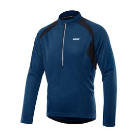 ARSUXEO Men's Half Zipper Cycling Jerseys Long Sleeves Mountain Bike Shirts 6031 Montego Blue Size Medium