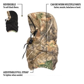 HOT SHOT Men’s Camo Challenger 4-in-1 Hood – Realtree Edge Hunting Facemask/Balaclava/Gaiter