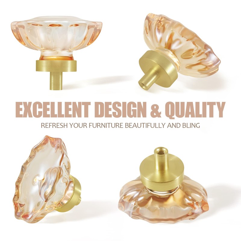 SHINY HANDLES 8 Pack Champagne Crystal Cabinet Knobs and Pulls
