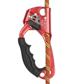 SZCQ SRT Climbing Equipment Hand Ascender Light Alloy Mountaineering Rock Ergonomic Rappelling Gear Handled Left asender Arborist Tree Climber Rigging (Red,Left Hand)