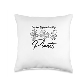 Distracted by Plants Funny Saying Gardener Nature Throw Pillow