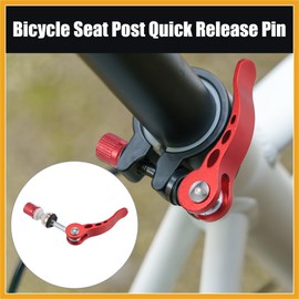 Partuto 2pcs 6mm Aluminium Alloy Bicycle Seat Post Quick Release Pin Seatpost Skewer Bolt Red Black Replacement