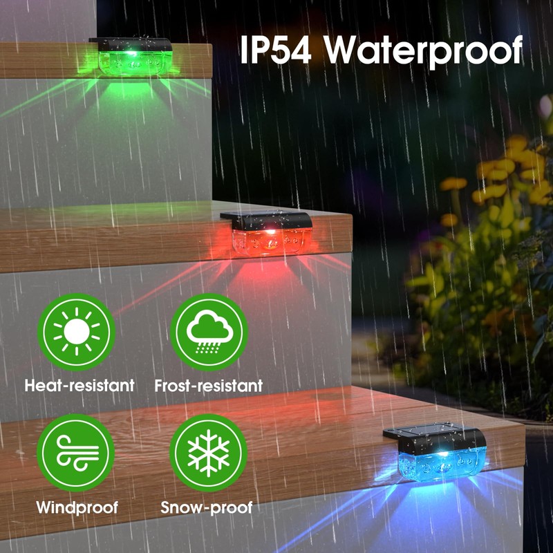 Eyrosa Solar Deck Lights 8 Pack, Solar Lights Outdoor Waterproof