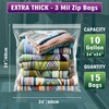 Extra Large 10 Gallon Zippered Plastic Bags for Storage- 24''