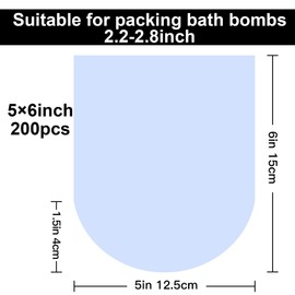 MORIDA 200 pcs 5X6 inch Bath Bomb Heat Shrink Wrap Bags Round PVC Wrappers for Bath Bombs, Soaps, Cookies, and DIY Handmade Crafts, Odorless Food Safety Quality