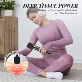 VZVJTR Powerful Percussion Massager for Back, Neck & Shoulder Tension, Rechargeable Handheld Muscle Relaxation, 10-Speed Portable Massage for Full-Body (Black)