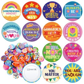 Yinkin 240 Pcs Reward Button Pins Bulk Employee of The Month Appreciation Pins Positive Recognition Button Incentive Motivation Badges for Backpacks Students Workers, 12 Styles (Various Styles)