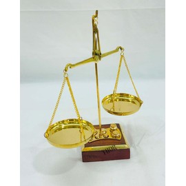 THOR INSTRUMENTS Brass Traditional Weight Scale Balance tarazu showpiece Brass Justice Weighing Scale Decoration Divine Item Jewellery with Complete Weight Scale, KG5518