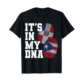 Dominican And Puerto Rican DNA Heritage Flag Gift T-Shirt