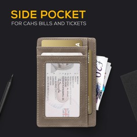 PIRNA Mini Leather Wallet with RFID Protection - Slim Wallet for Men and Women - Credit Card Holder Purse Small Wallet, Metallic grey, Modern