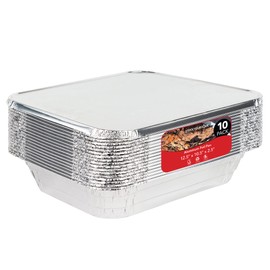 Stock Your Home 9x13 Aluminum Trays with Lids (10 Pack) – Disposable Half Size Deep Pans for Cooking, Storage, BBQ, Grilling, Catering