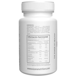 VIZANA NUTRITION | Trans-Resveratrol en Cápsulas HPMC Vegetarianas (60 Caps-550 mg) Adicionado con Acai Berry, Vitamina C, Biotina y Piperina