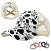 Cow Print Baseball Cap Cute Cow Ponytail Hats for Women