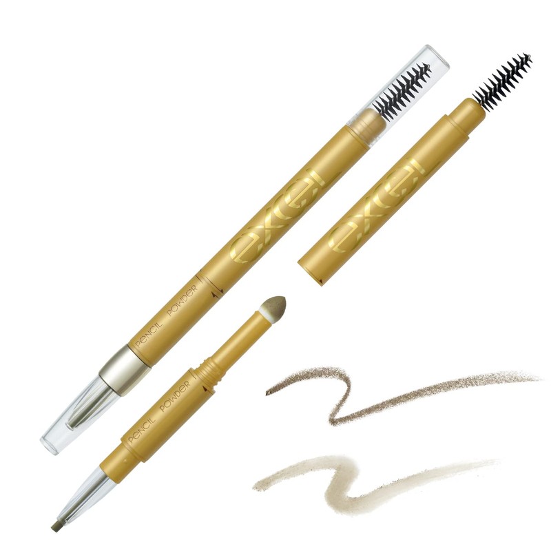 Excel Powder & Pencil Eyebrow EXPD15 (Olive Brown) Eyebrow Pencil