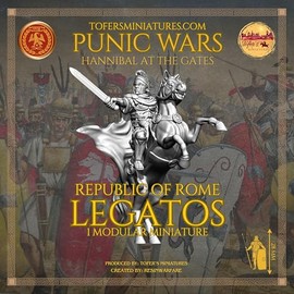 Tofer's Miniatures Roman Republic Legatos. Republic of Rome Modular Miniature. 28 mm.“Punic Wars: Hannibal at The Gates” Ideal for Games Like SAGA, Hail Caesar, and Other Wargames. Produced