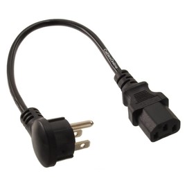 CablesOnline, 1ft Right-Angle Short 3-Conductor PC Power Cable, 18AWG, NEMA 5-15P Male to IEC C13, PC-301L