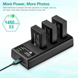 FirstPower LP-E17 Battery 3-Pack and Triple Slot Charger for Canon EOS RP, R10, R8, R50, Rebel T8i, T7i, T6i, T6s, SL2, SL3, EOS M3, M5, M6, 77D, 200D, 750D, 760D, 800D, 8000D Camera