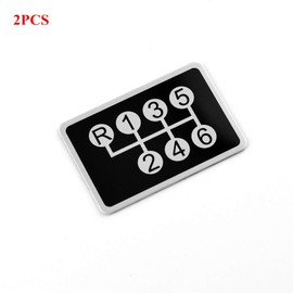 2PCS 54 x 36mm(2.13 x 1.42in) Aluminum Black 6 Speed Manual Transmissions Gear Shift Pattern Bumper Decal Stickers