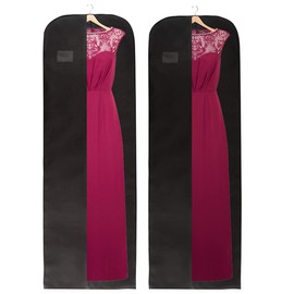 Wedcova Wedding Dress Bag | Hanging Garment Bags | Full Length Travel Protector | Long Clothes Storage Cover with Zipper for Women | Pack of 2 Covers | 72 Inch (182cm) | Black