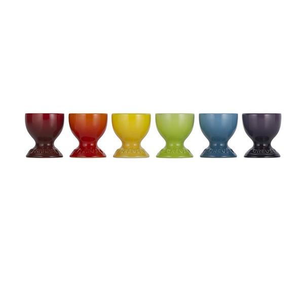 Le Creuset Stoneware Rainbow Egg Cups, Set of 6, Cerise,