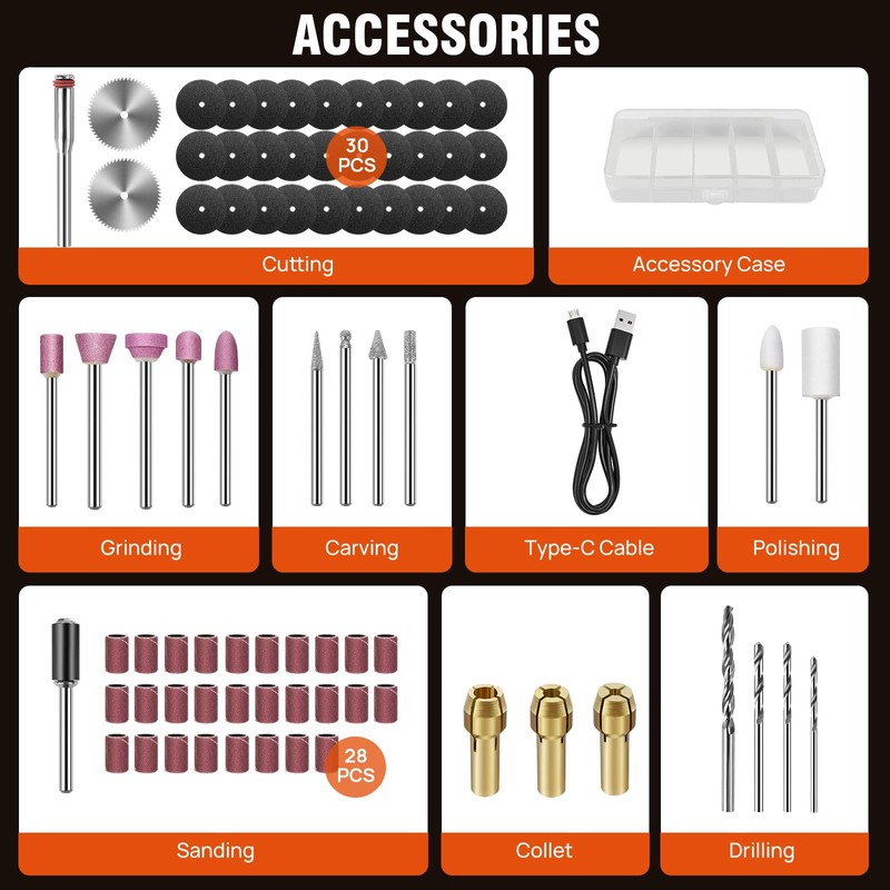 Rotary Tool Kit, Multi-Functional Mini Grinder Set with 80 Accessories