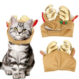 Polyester Coffee Cute Breathable Pet Cartoon Elk Hat Cat Dog Clothing Decoration Supplies(S)