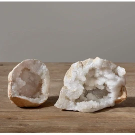 Mineralist Collection Natural Geode Quartz Crystals, Real Geodes Quartz Gemstone Specimen, Cleansing and Healing High Energy Crystal Clusters, Crystals Decor, Reiki Yoga,White Angel Aura Quartz