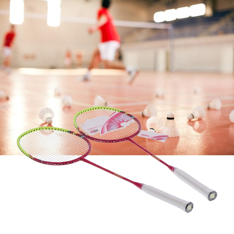 2 Player Badminton Racquets Adults Lightweight Carbon Fiber Rackets with
