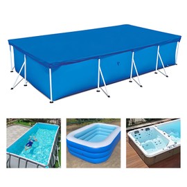 Rectangular Swimming Pool Cover, Universal Waterproof and UV Protection Pool Cover for Above Ground Pools, Easy Set, Washable, Blue (Blue, 260 x 170 cm)