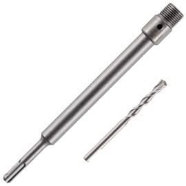 Rennie Tool Company 250mm SDS Plus Adapter and Tungsten Carbide Drill Bit - 8mm Pilot Drill for TCT Core Drill, Carbide Tipped Drill Bit For Concrete, Masonry, Brick and Aerated Block