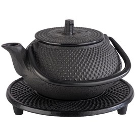 APS ASIA 10993 Saucer for Teapot Warmer Diameter 13.5 cm Height 1.5 cm with Non-Slip Feet Cast Iron Black