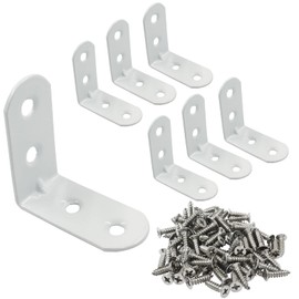 Rierdge 20 Pcs White Corner Brace L Bracket, 1.5” x 1.5” x 0.73”/ 40 x 40 x 1.5mm Iron Right Angle Brackets, Metal Joint Right Angle Bracket for Tables, Furniture, Shelves with Screws