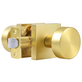 coolnews Passage Gold Door Knobs Interior, Heavy Duty Square Door Knobs Modern Door Handle for Hall Closet, Satin Brass