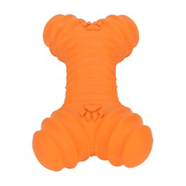 Qcwwy Squeaky Dog Toy Bone Shape, Indestructible Dog Chew Toys Natural Rubber Dog Interactive Dog Toys Dog Squeak Toys for Large Dogs Aggressive Chewers (Orange)
