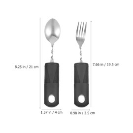 ATDORO 2pcs Fork and Spoon, Portable Adaptive Utensils, Portable Cutlery, Adult Utensil, Food Eating Adaptive Utensils, Disabled Person Utensil