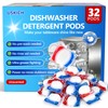 32 Count Dishwasher Pods, No Pre-Rinse Dishwasher Detergent Soap On