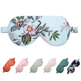 OWITER Blackout Sleeping Eye Mask Super Smooth Eye Cover for Sleeping (Floral Light Blue)