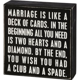 Primitives by Kathy 19526 Classic Box Sign, 6" x 6.5", Marriage Is Like, Neutral