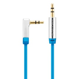 Sentivus 5 m Aux Cable, Audio Jack Cable, 3.5 mm, 90 Degree Angled, Perfect Fit for iPhones, iPads, Smartphones, Tablet and Other Stereo Devices, Blue