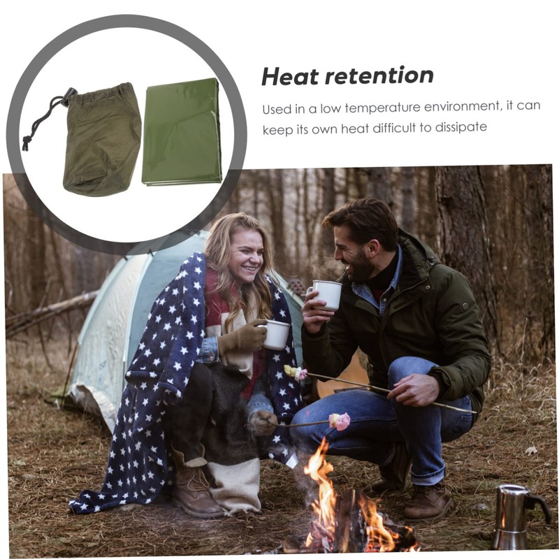 Kisangel 5 Sets Insulation Emergency Blanket Camping Thermal Windproof Reusable