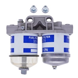 Universal Tractor Dual Double Fuel Filter Assembly CAV Style Filter Assembly C5NE9165B EBPN9N166AA for Ford Tractors 2000, 3000, 4000, 5000, 6600, 7700, John Deere, Massey Ferguson