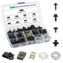 Realure Pack of 80 Sheet Metal Nut Screw Nut Clip Kit, with Clamping Discs Heat Protection Plate, Body Screws & U Type Body Clips, Car Mounting Box Set for Fixing & Repairing Car Part