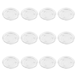 Juvale Pillar Candle Holder Plates - 12-Pack 4-inch Basic Round Glass Pillar Candle Holders Wedding, Spa, Home, Party Decoration, Clear, 4 inches in Diameter